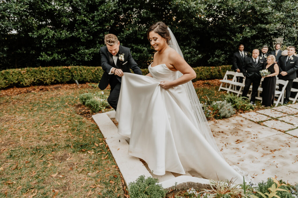 Bridal entrance at ceremony space at Separk Mansion in Gastonia, NC captured by Christina Elmore of The Shutter Owl Photography